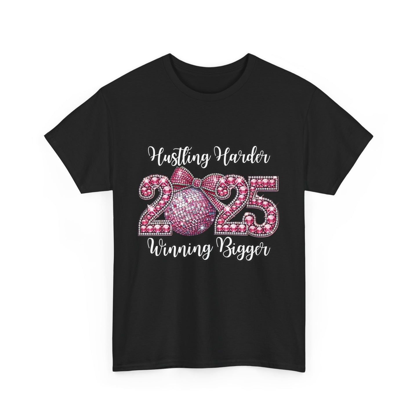 Motivational T-Shirt with Saying 'Hustling Harder, Winning Bigger'