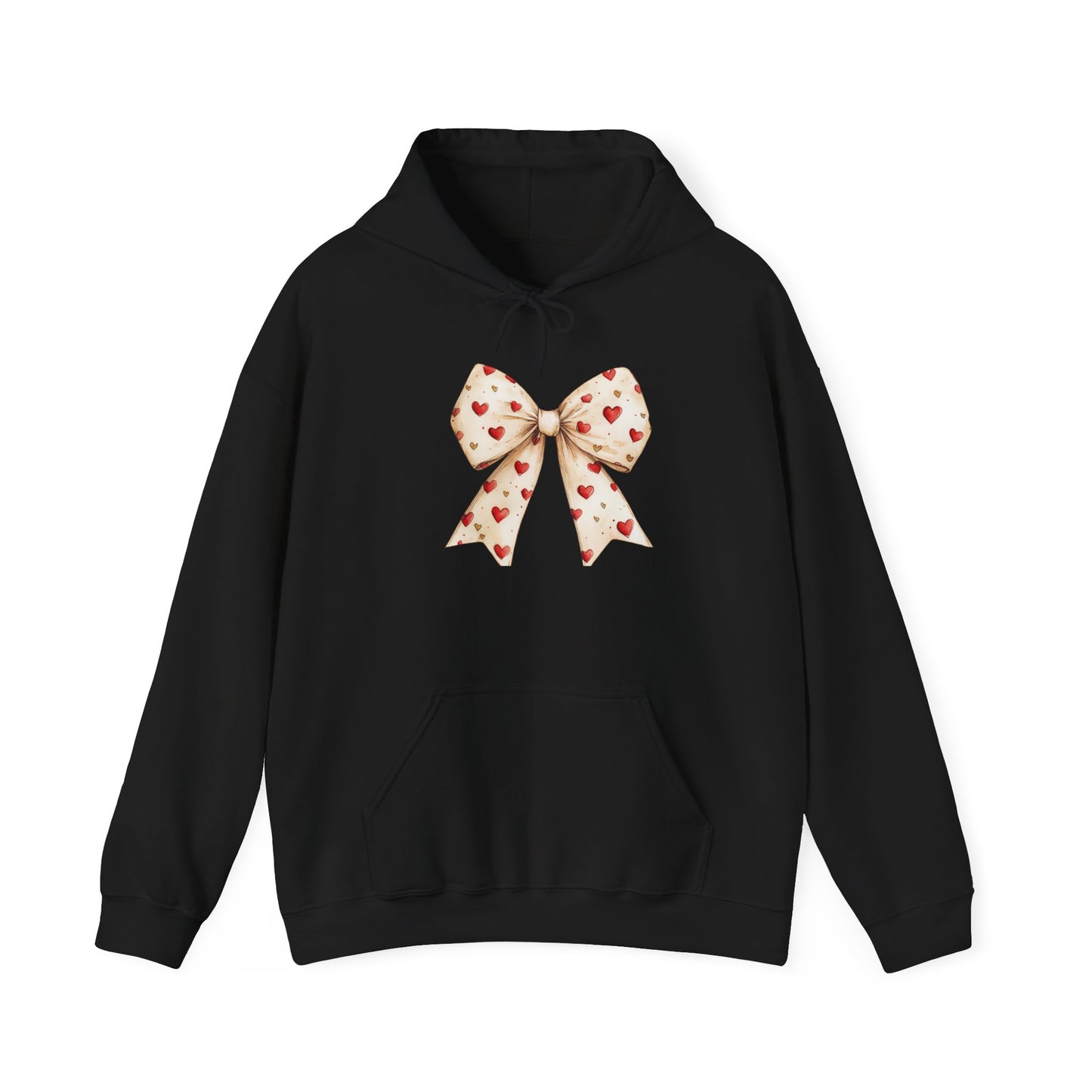 Black Retro Valentine's Day Heart Bow Hoodie Sweatshirt